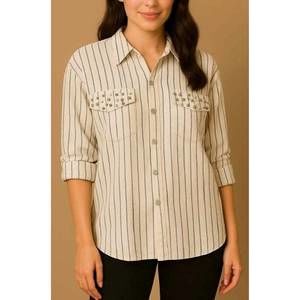 NEW GUADALUPE DESIGN giovanna stripe shirt in blue